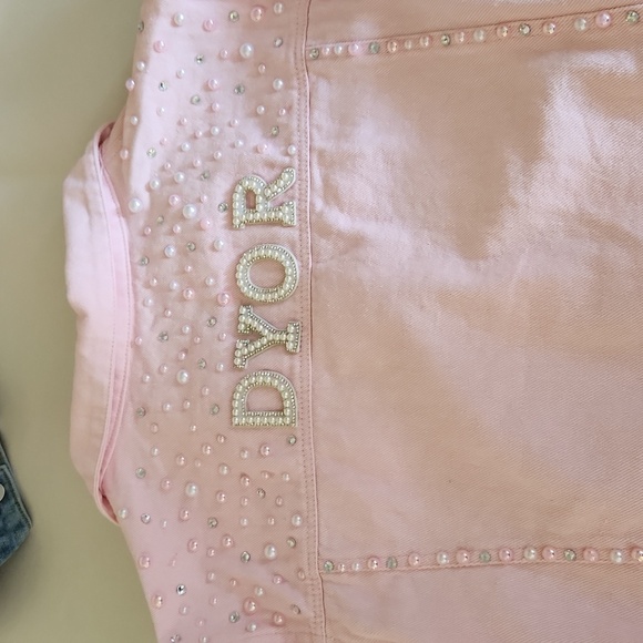 NWOT! READ!! Custom made crop pearl & diamond jean jacket - Picture 12 of 12
